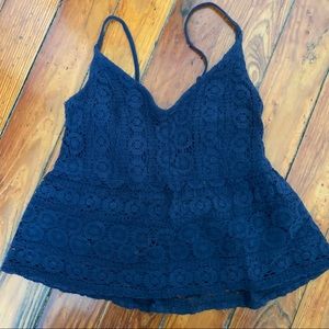 A&F | Navy Peplum Top